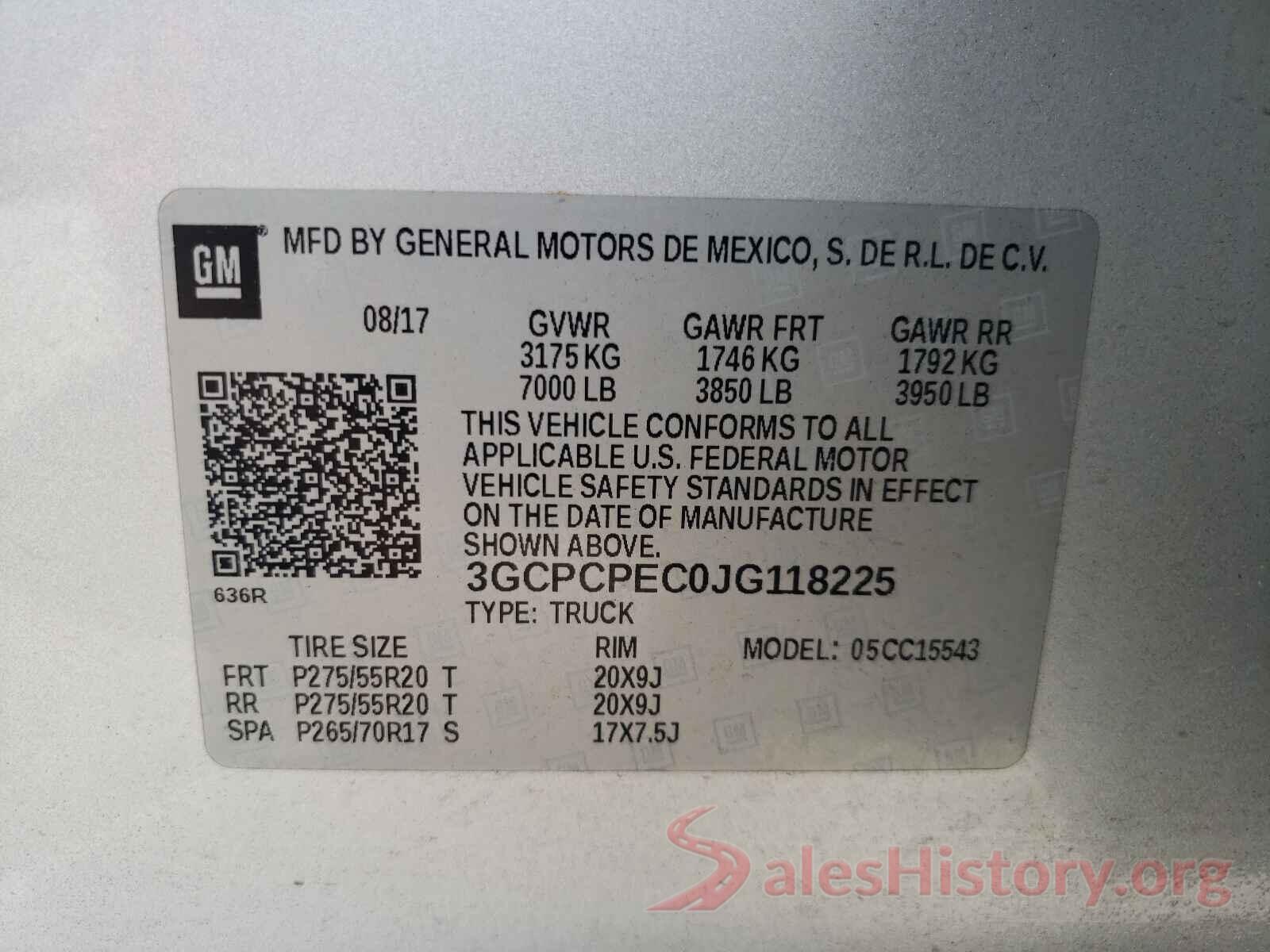 3GCPCPEC0JG118225 2018 CHEVROLET SILVERADO