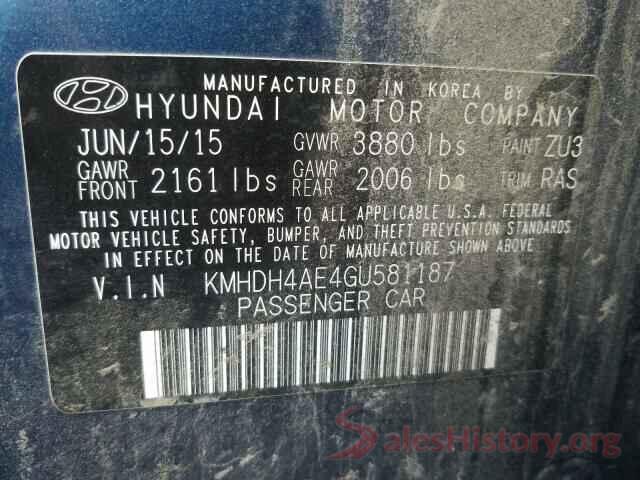 KMHDH4AE4GU581187 2016 HYUNDAI ELANTRA