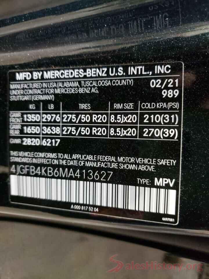 4JGFB4KB6MA413627 2021 MERCEDES-BENZ GLE-CLASS