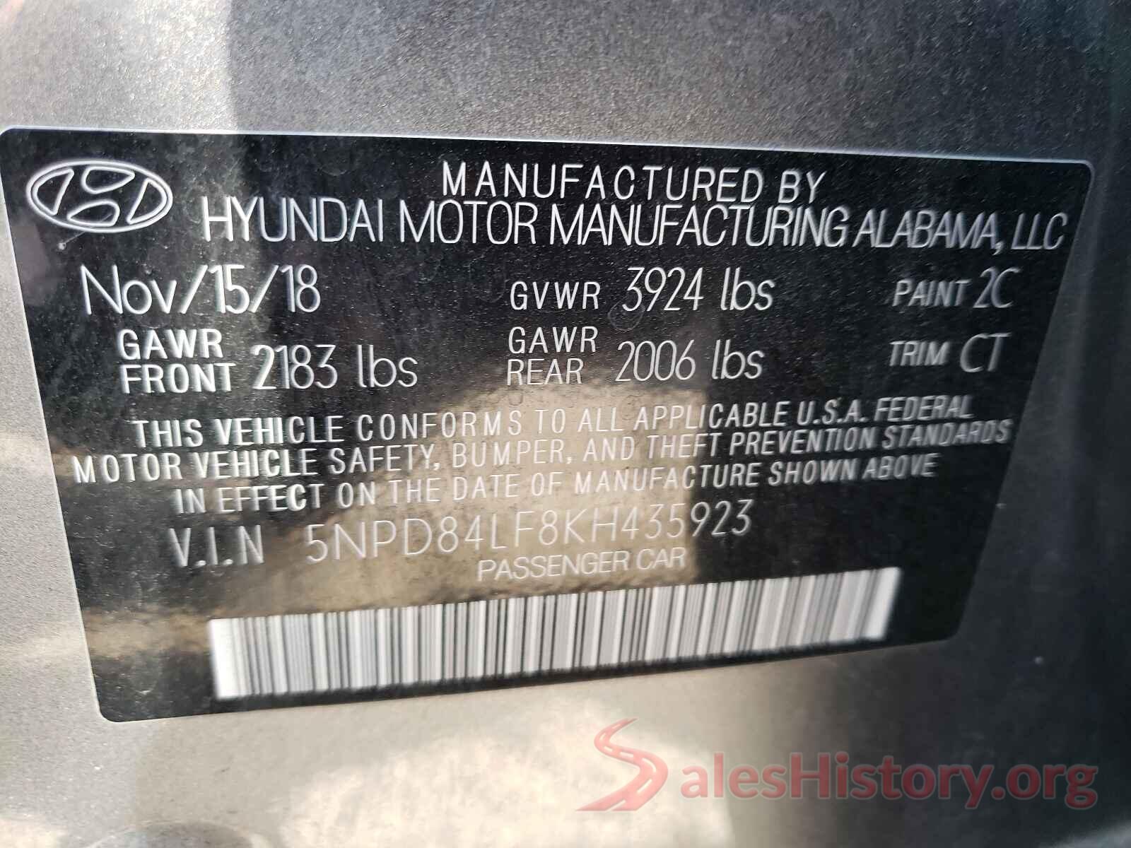 5NPD84LF8KH435923 2019 HYUNDAI ELANTRA