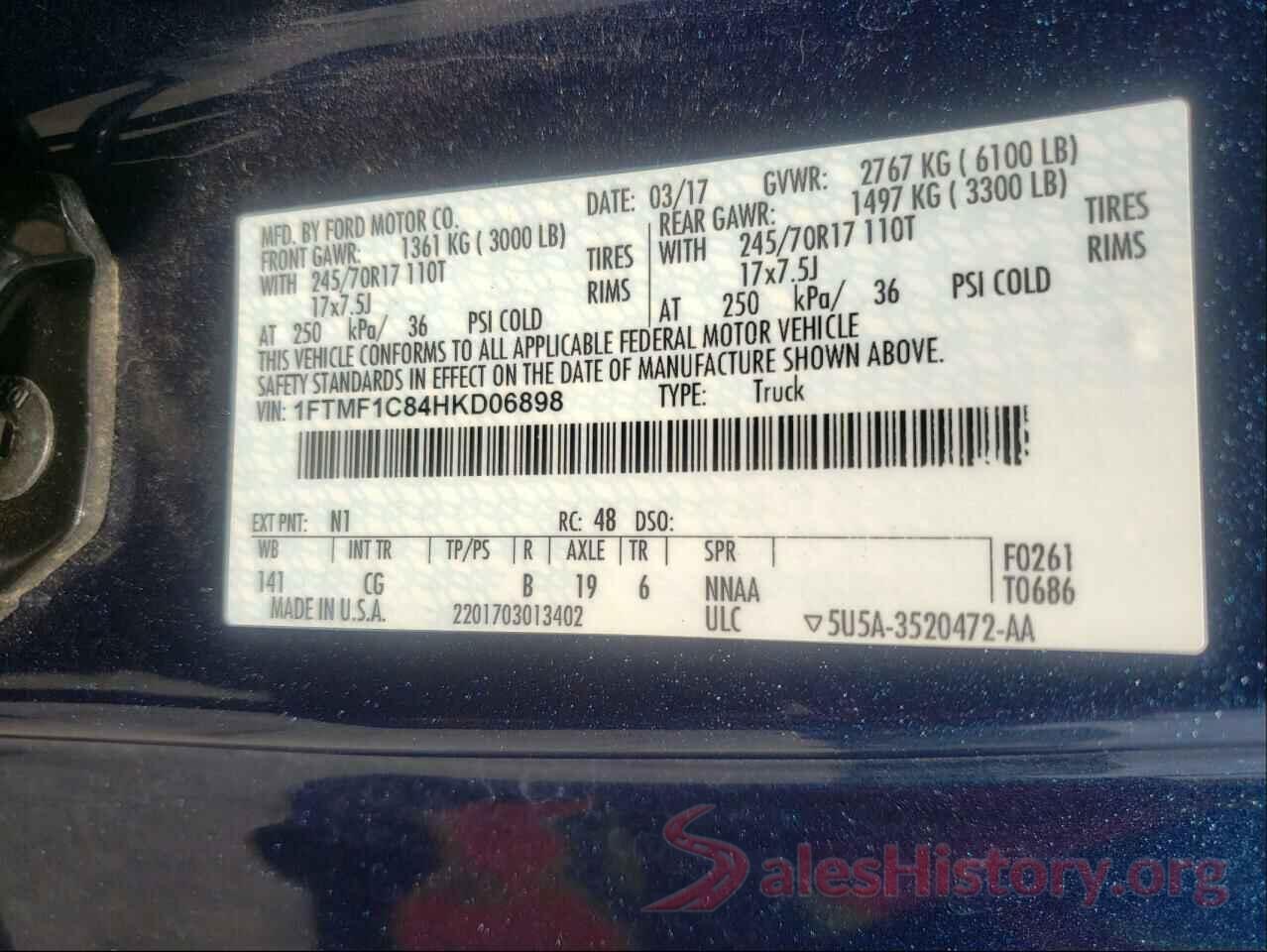 1FTMF1C84HKD06898 2017 FORD F150