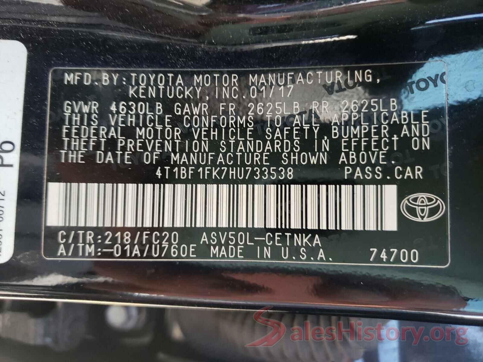 4T1BF1FK7HU733538 2017 TOYOTA CAMRY