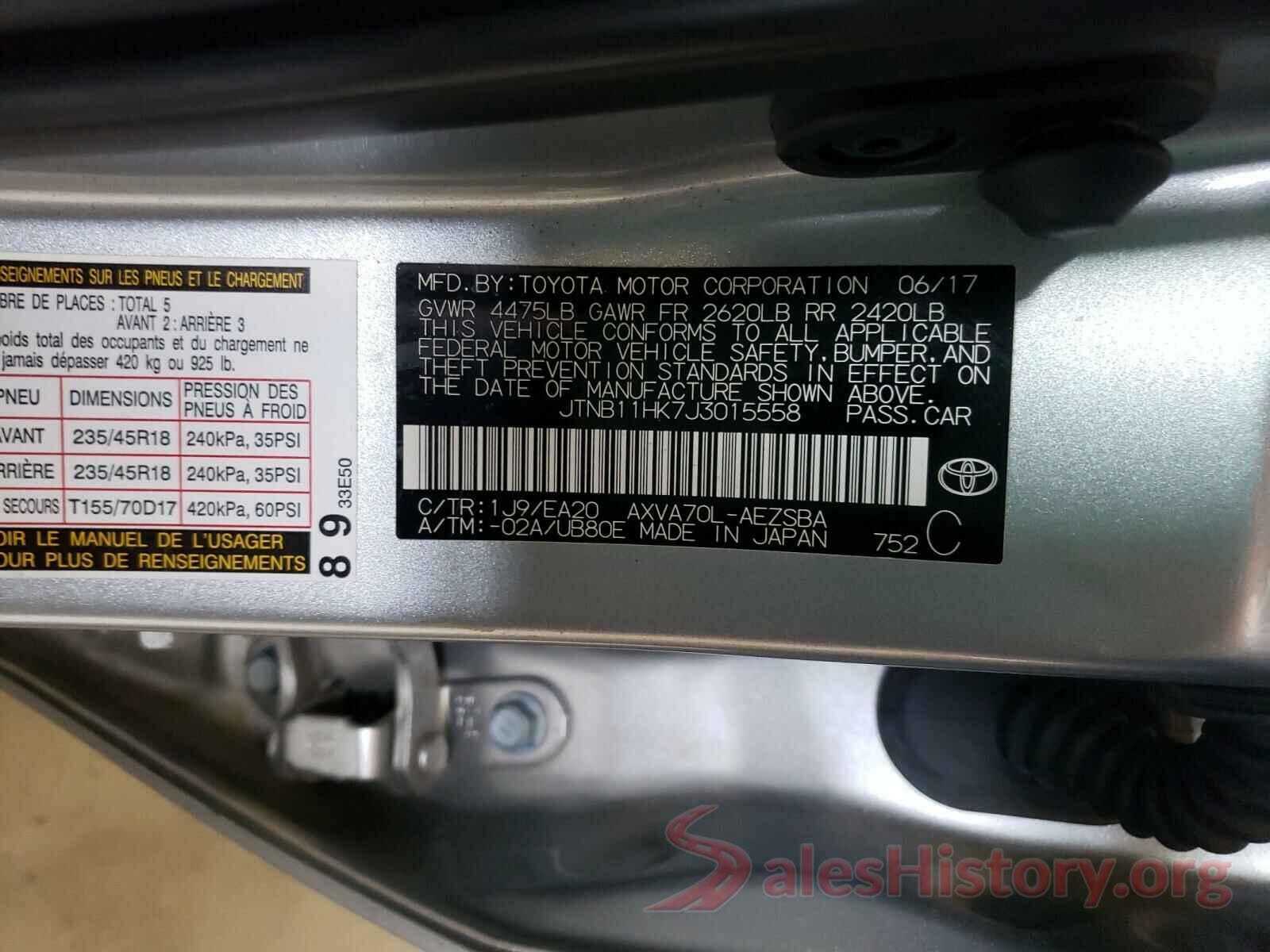 JTNB11HK7J3015558 2018 TOYOTA CAMRY