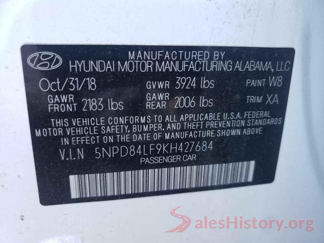 5NPD84LF9KH427684 2019 HYUNDAI ELANTRA