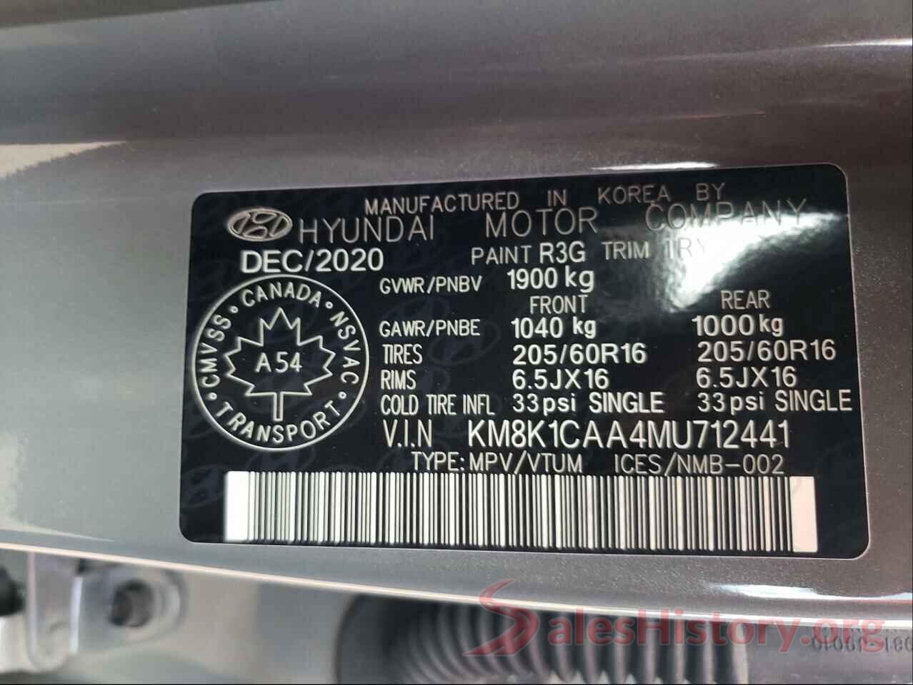 KM8K1CAA4MU712441 2021 HYUNDAI KONA