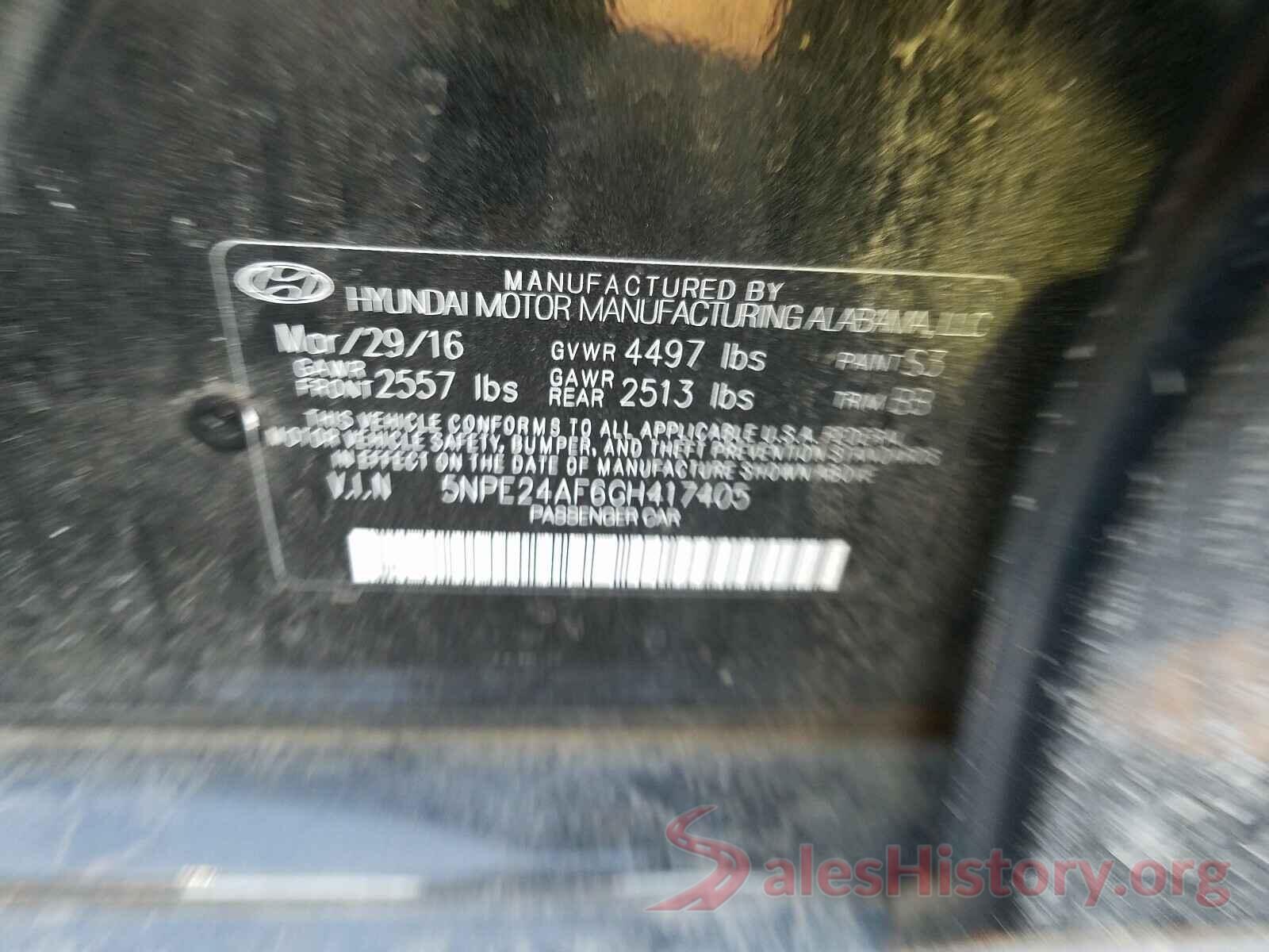 5NPE24AF6GH417405 2016 HYUNDAI SONATA