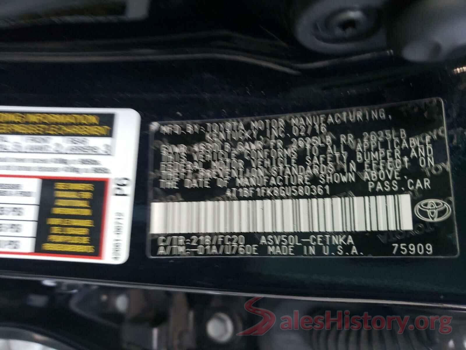 4T1BF1FK8GU580361 2016 TOYOTA CAMRY