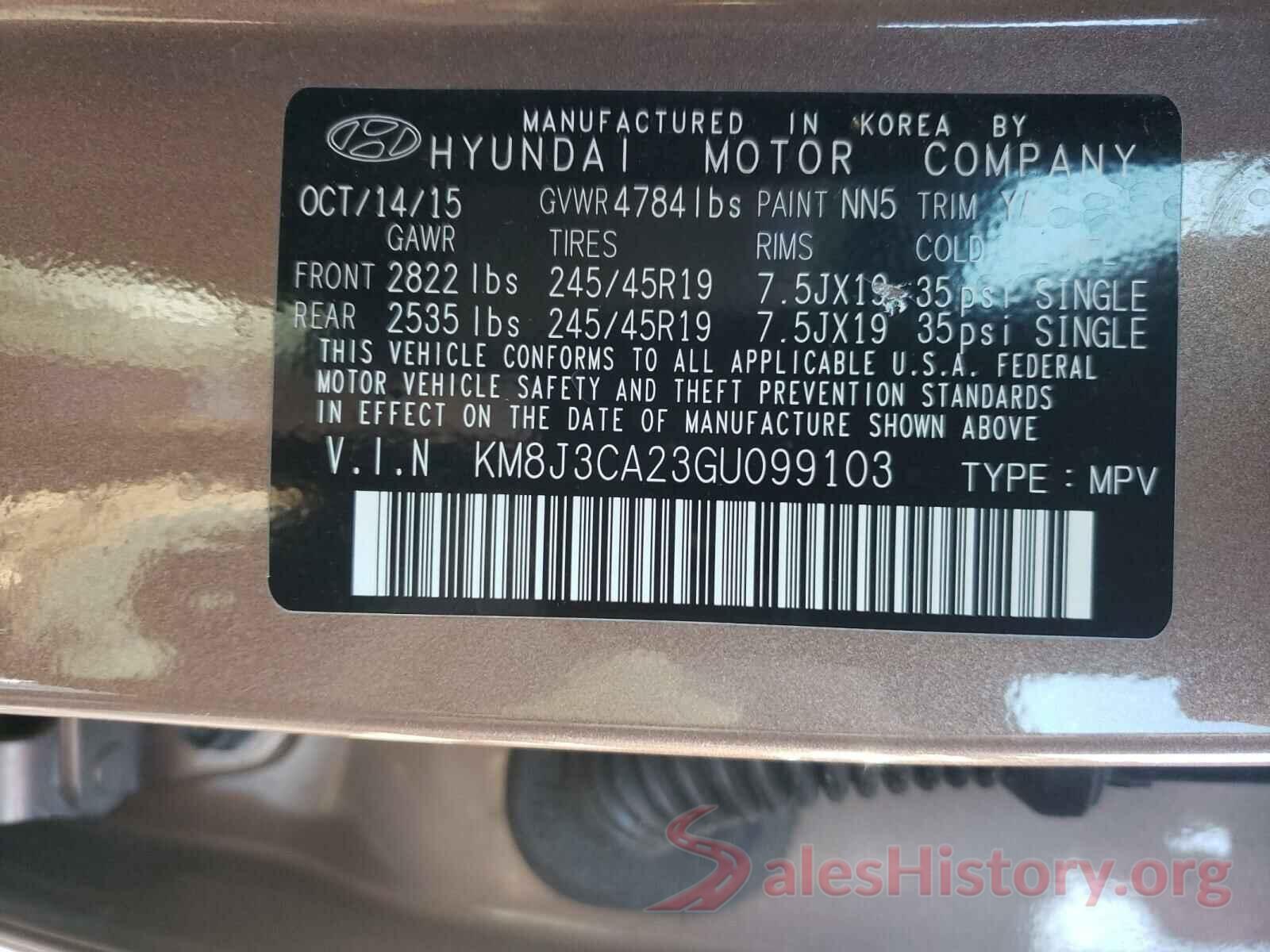 KM8J3CA23GU099103 2016 HYUNDAI TUCSON