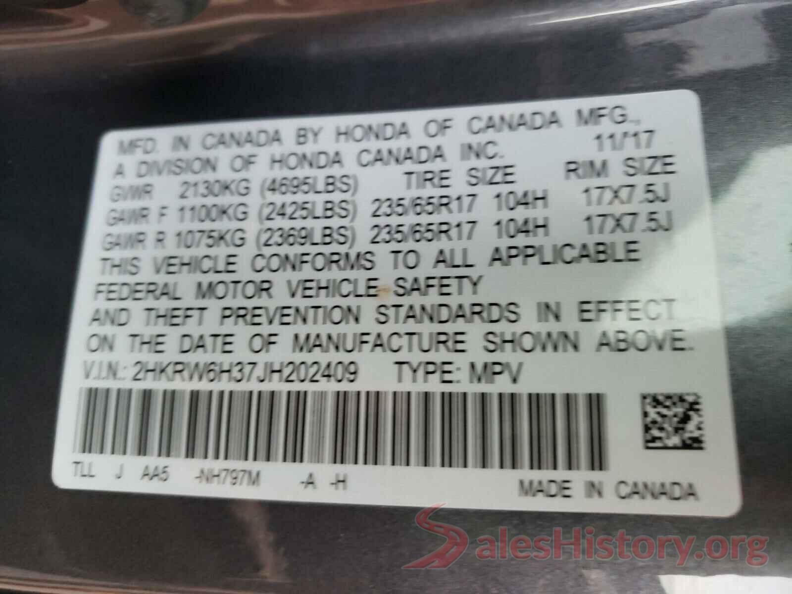 2HKRW6H37JH202409 2018 HONDA CRV