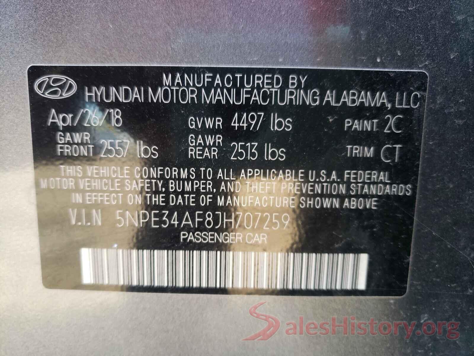 5NPE34AF8JH707259 2018 HYUNDAI SONATA