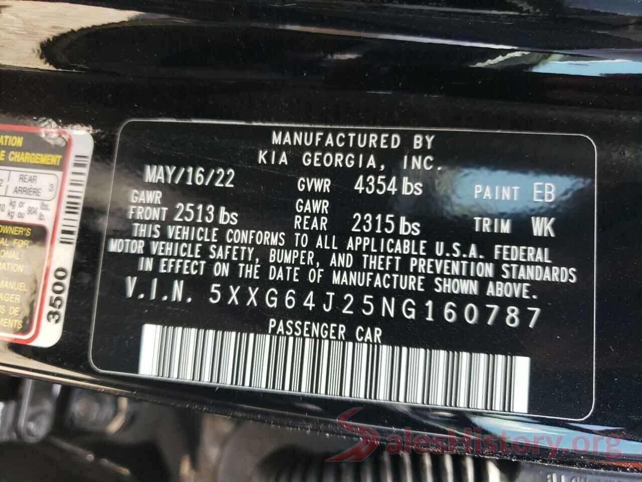 5XXG64J25NG160787 2022 KIA K5