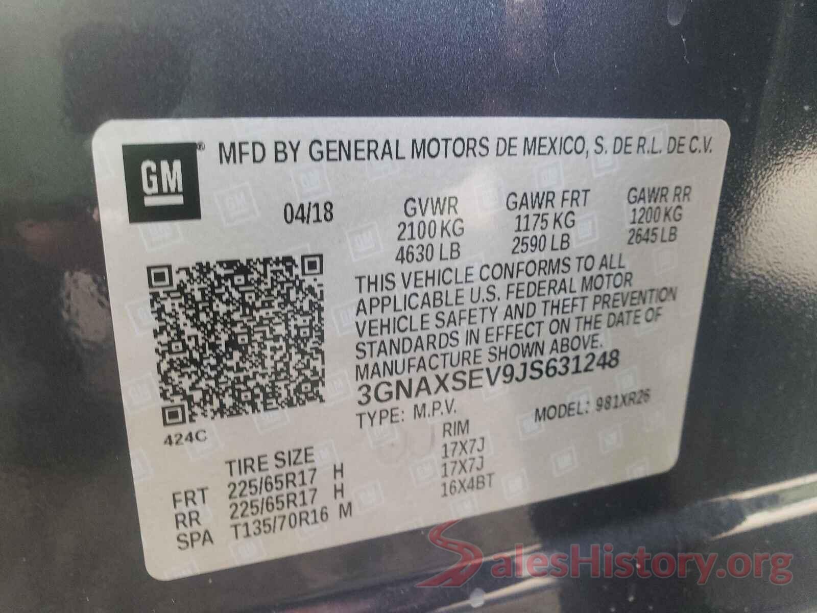 3GNAXSEV9JS631248 2018 CHEVROLET EQUINOX