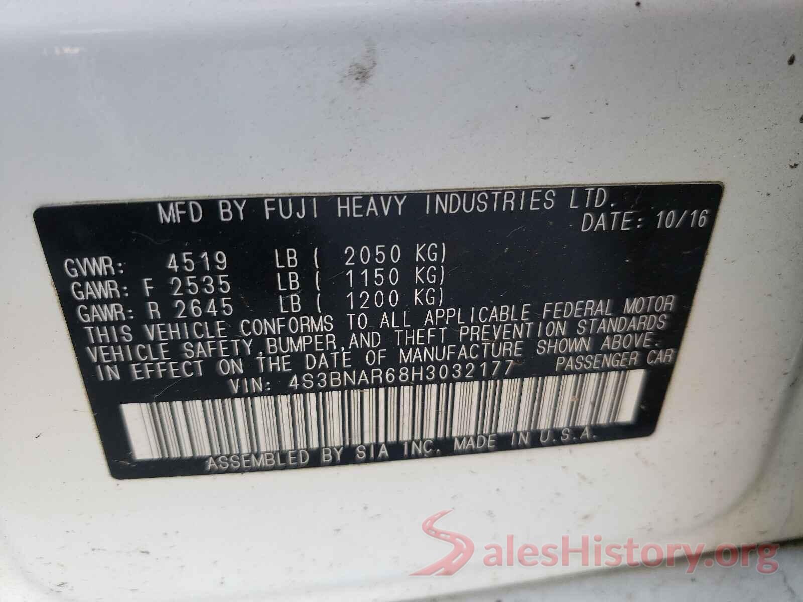 4S3BNAR68H3032177 2017 SUBARU LEGACY