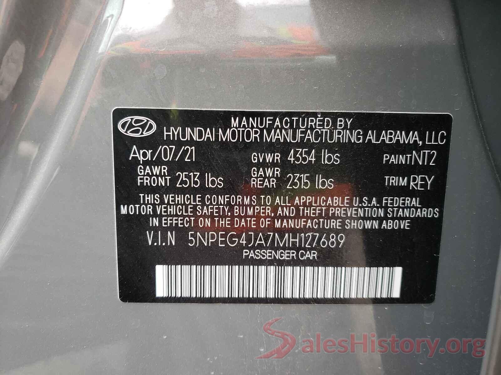 5NPEG4JA7MH127689 2021 HYUNDAI SONATA