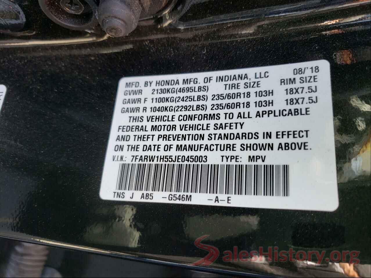 7FARW1H55JE045003 2018 HONDA CRV