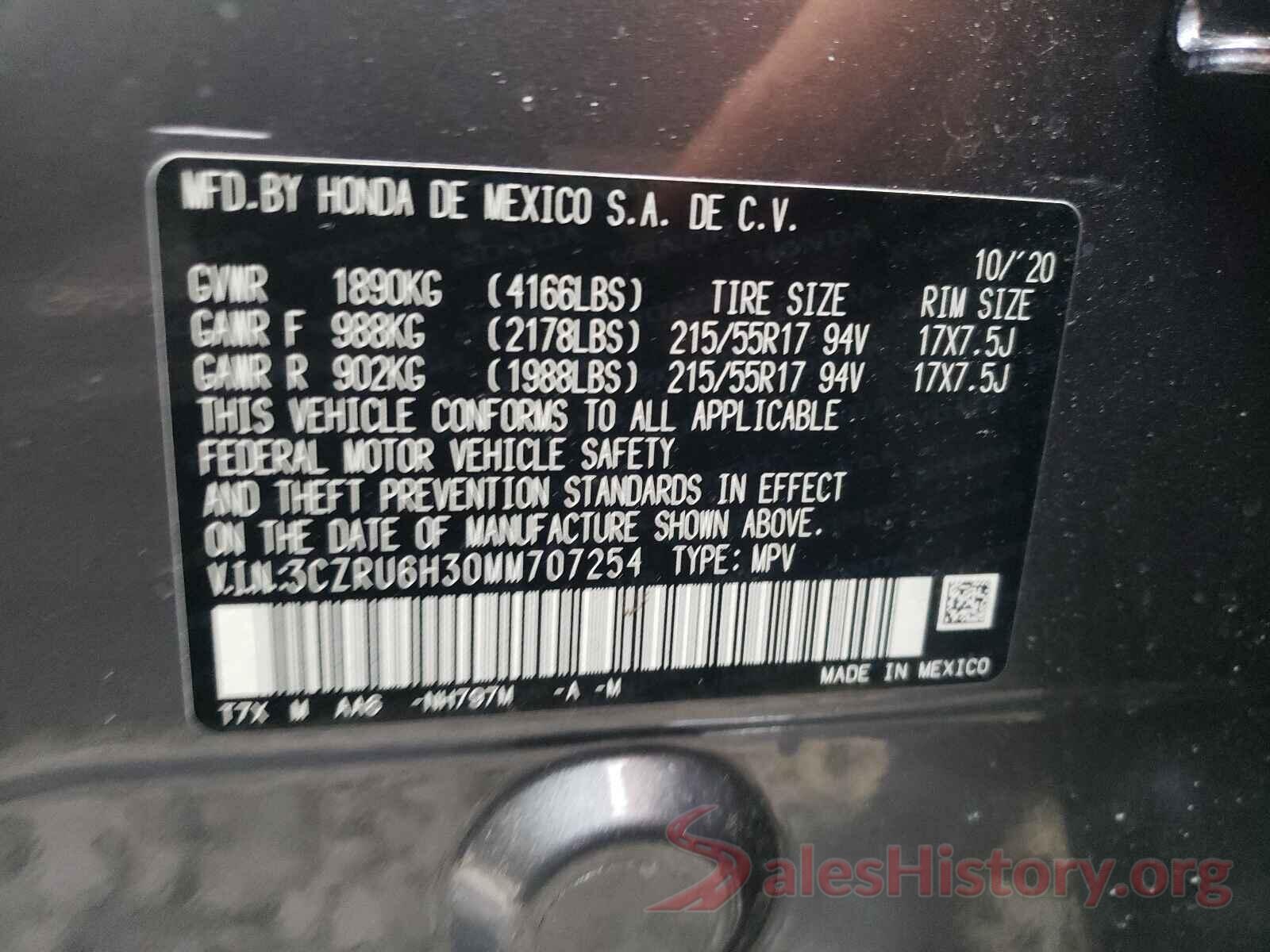 3CZRU6H30MM707254 2021 HONDA HR-V