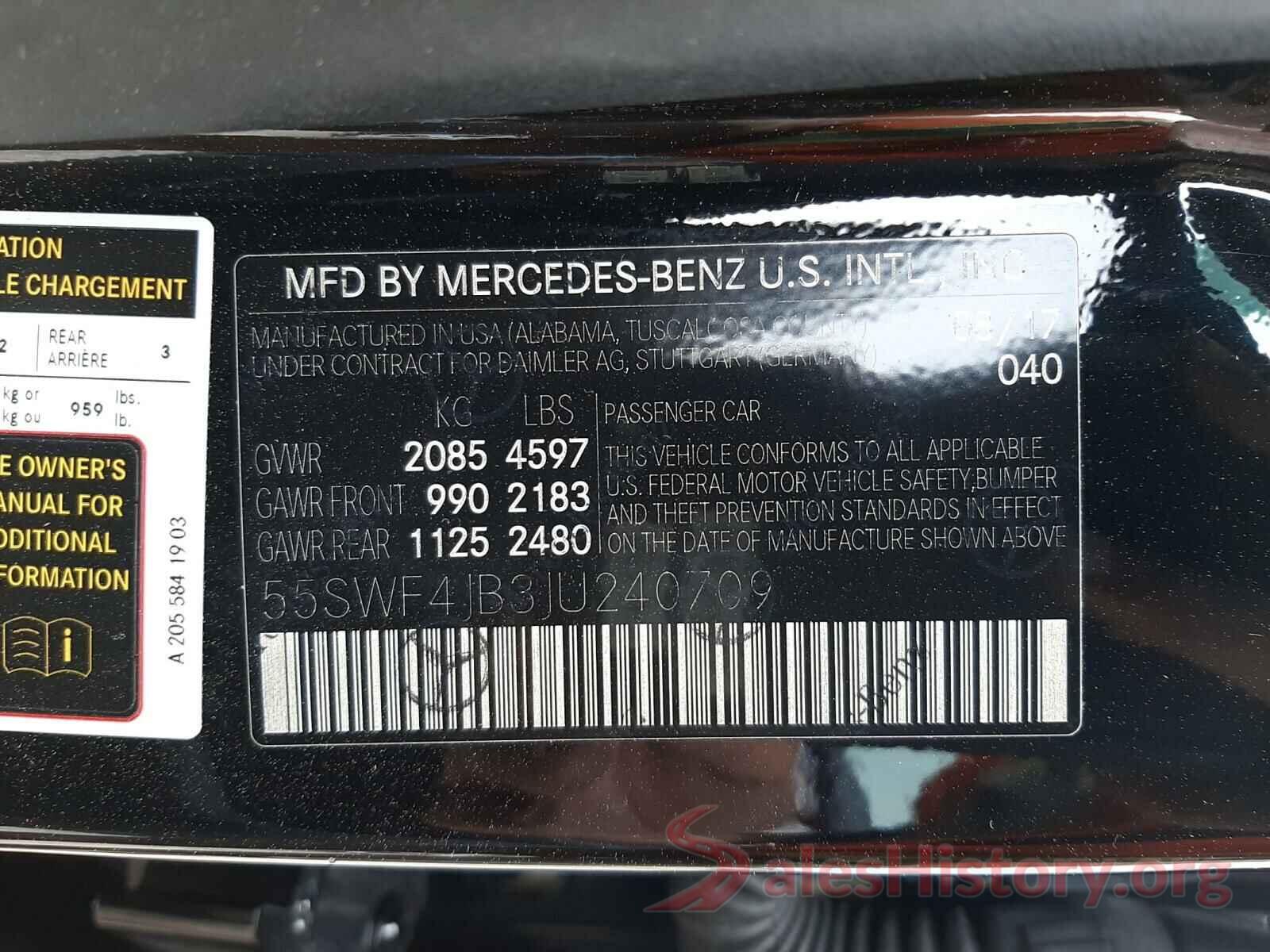 55SWF4JB3JU240709 2018 MERCEDES-BENZ C CLASS