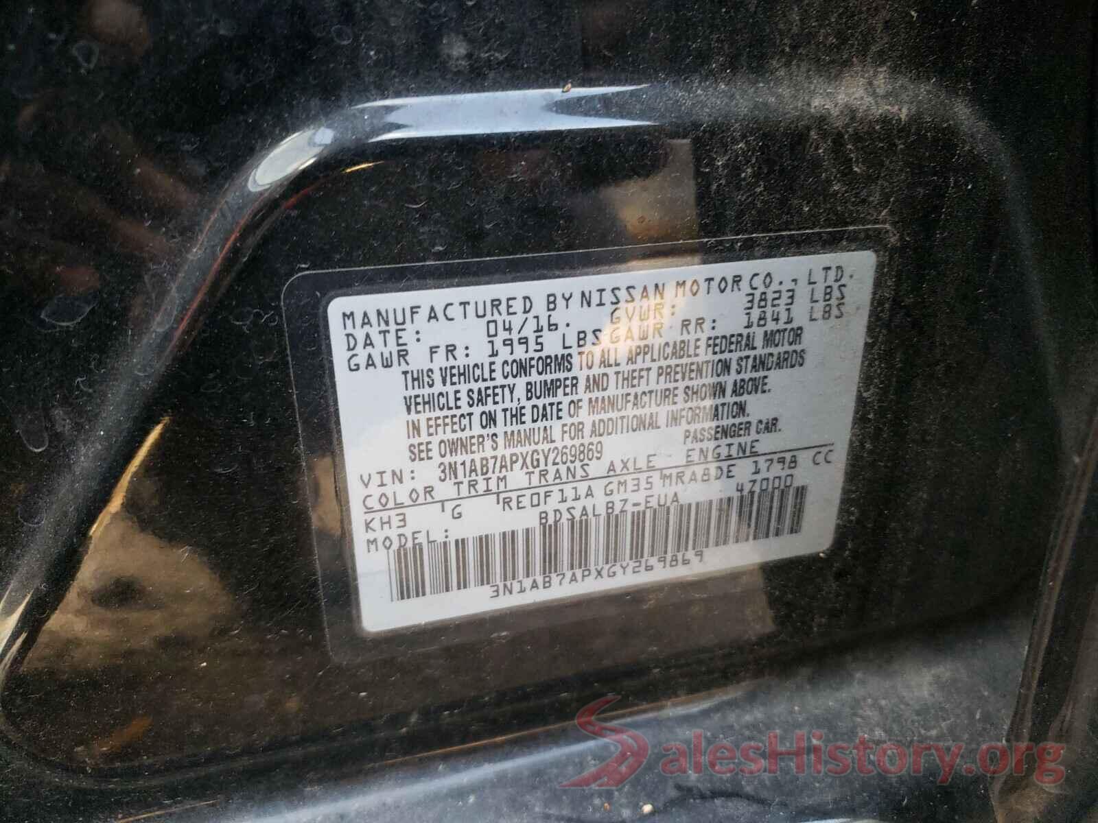 3N1AB7APXGY269869 2016 NISSAN SENTRA