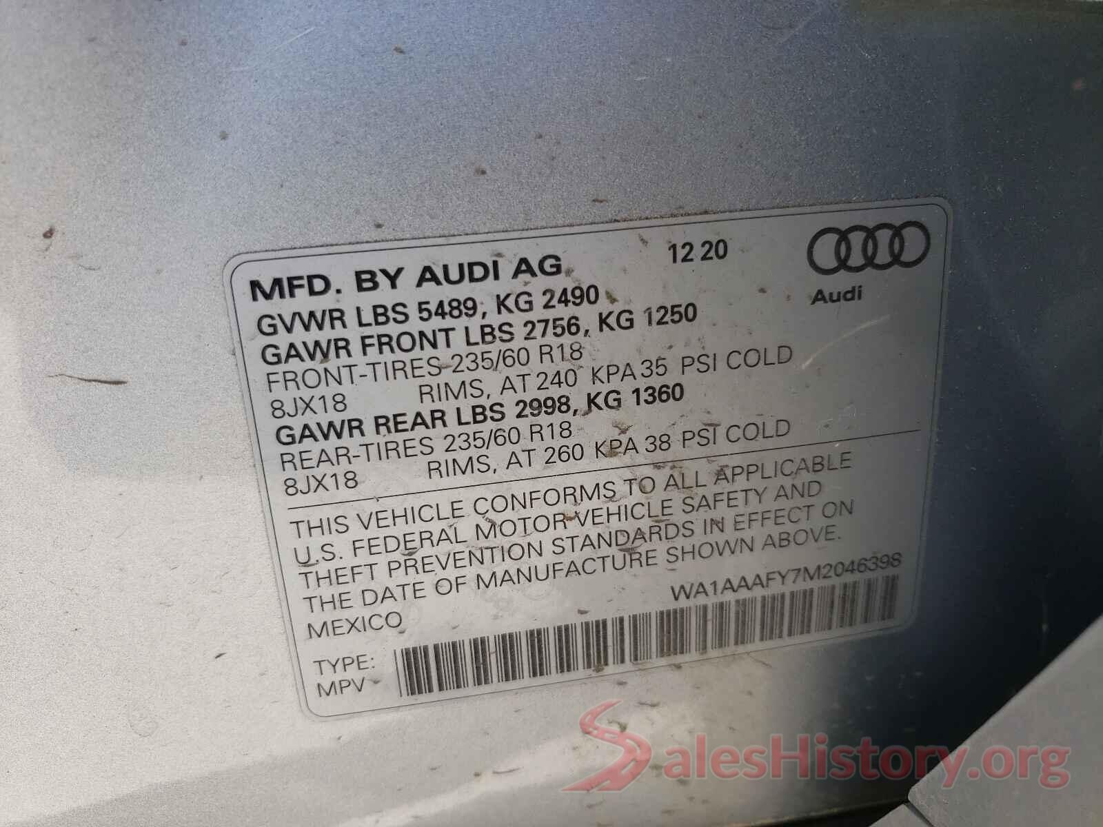 WA1AAAFY7M2046398 2021 AUDI Q5