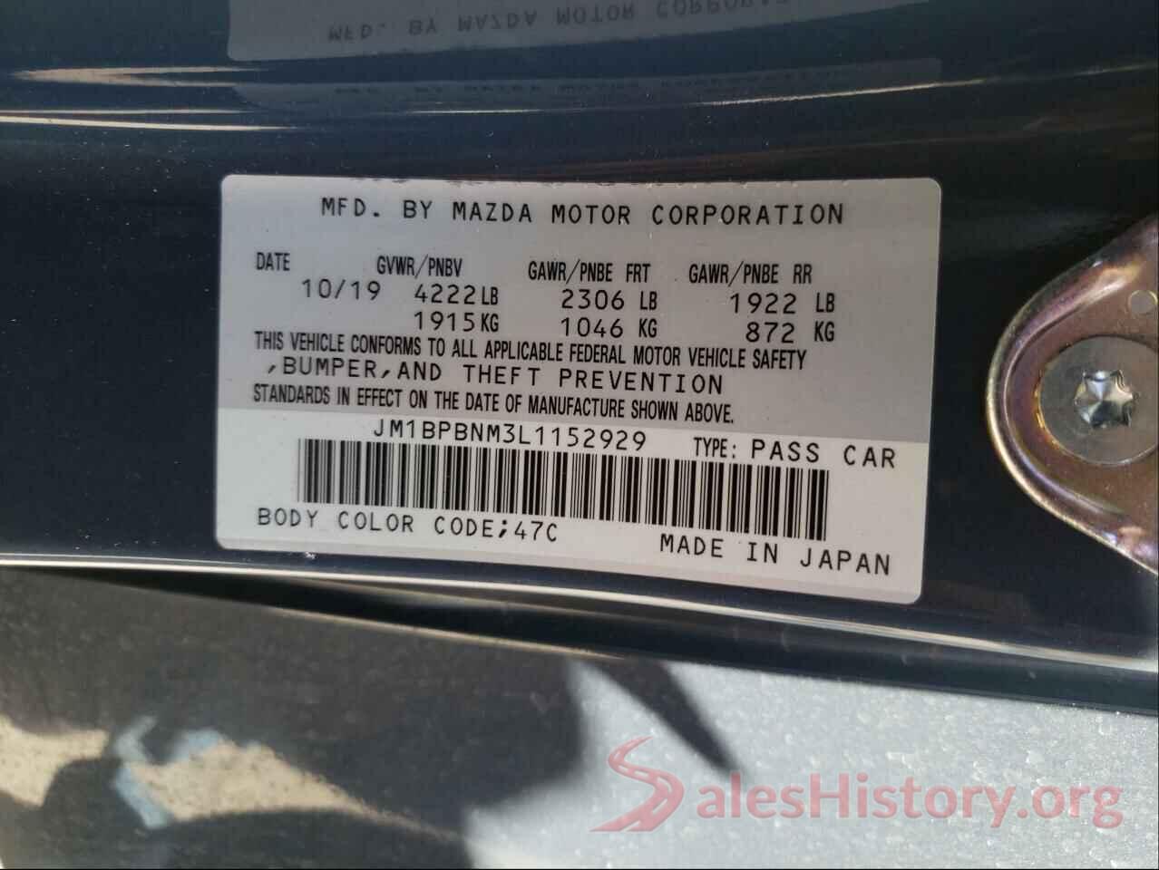 JM1BPBNM3L1152929 2020 MAZDA 3