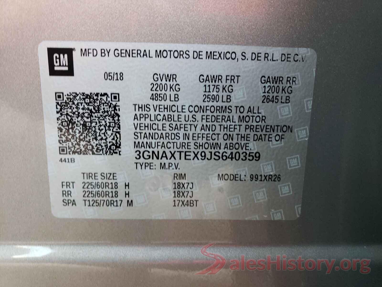 3GNAXTEX9JS640359 2018 CHEVROLET EQUINOX