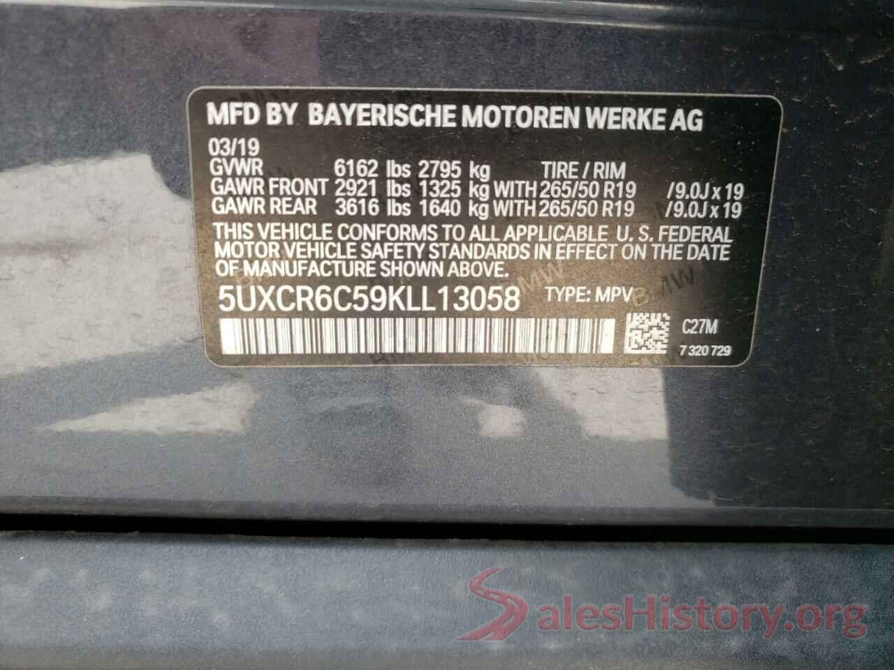 5UXCR6C59KLL13058 2019 BMW X5