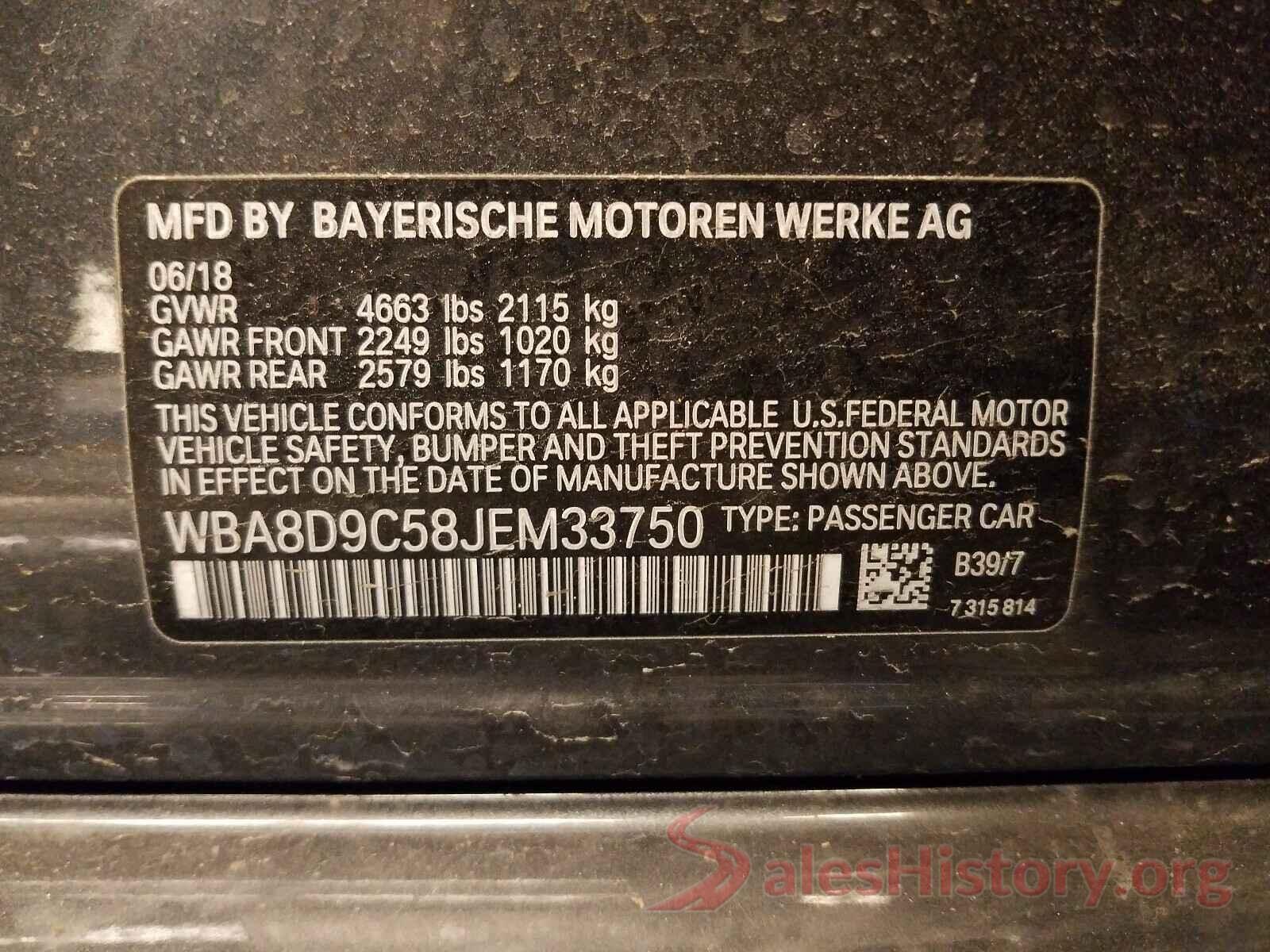 WBA8D9C58JEM33750 2018 BMW 3 SERIES