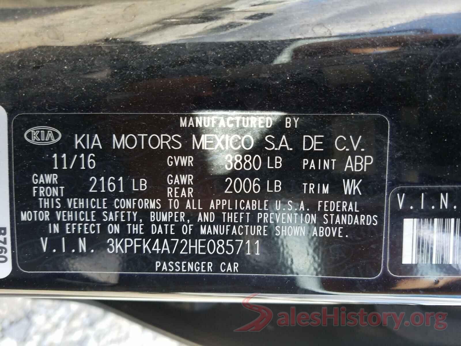 3KPFK4A72HE085711 2017 KIA FORTE