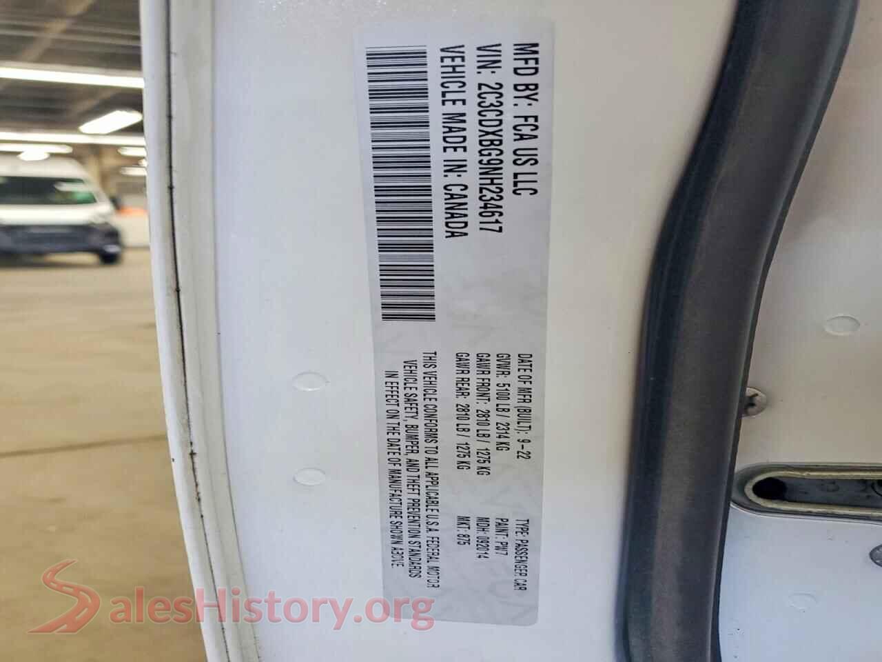 2022 DODGE CHARGER VIN 2C3CDXBG9NH234617, wheel and tire