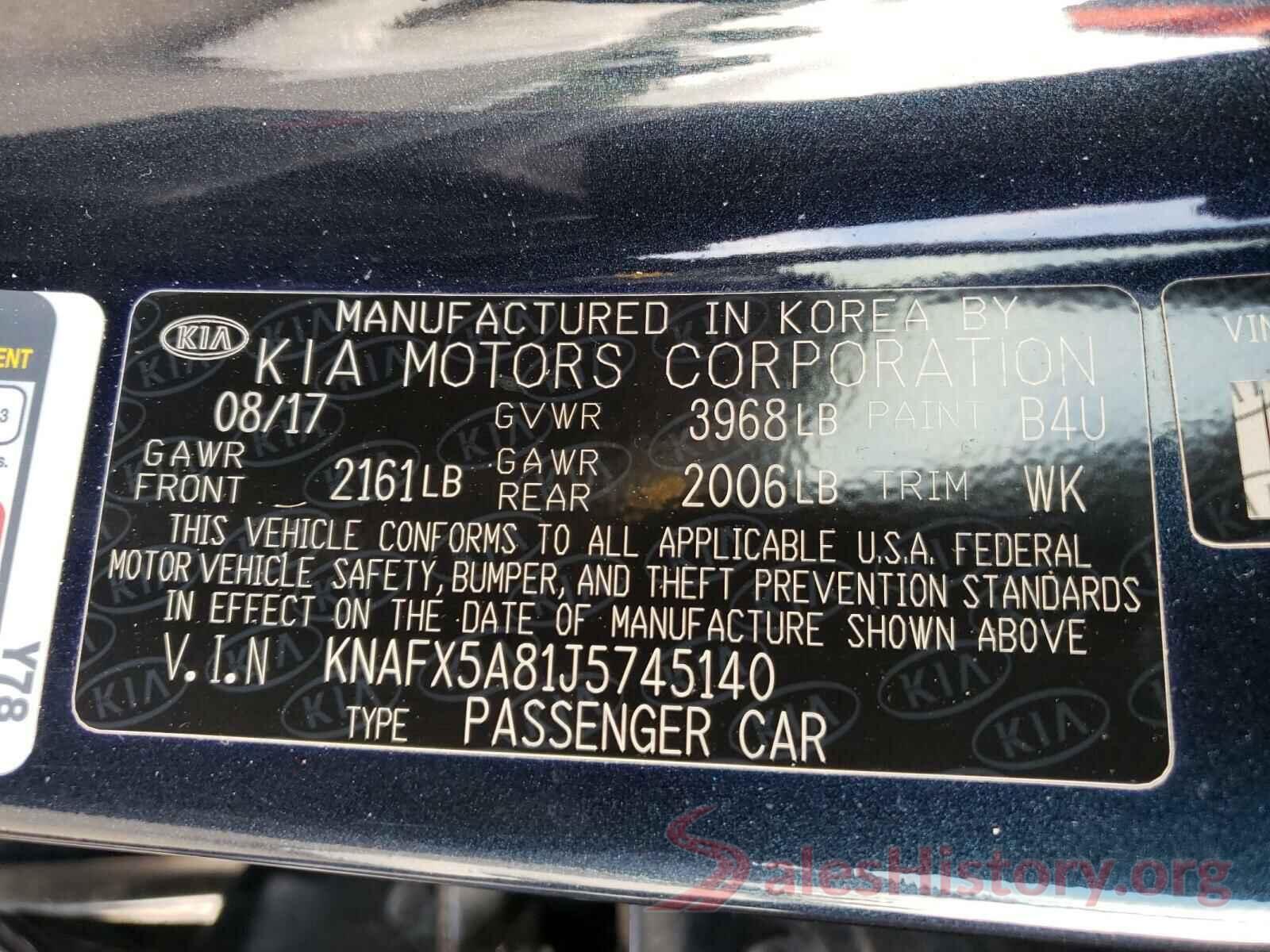 KNAFX5A81J5745140 2018 KIA FORTE