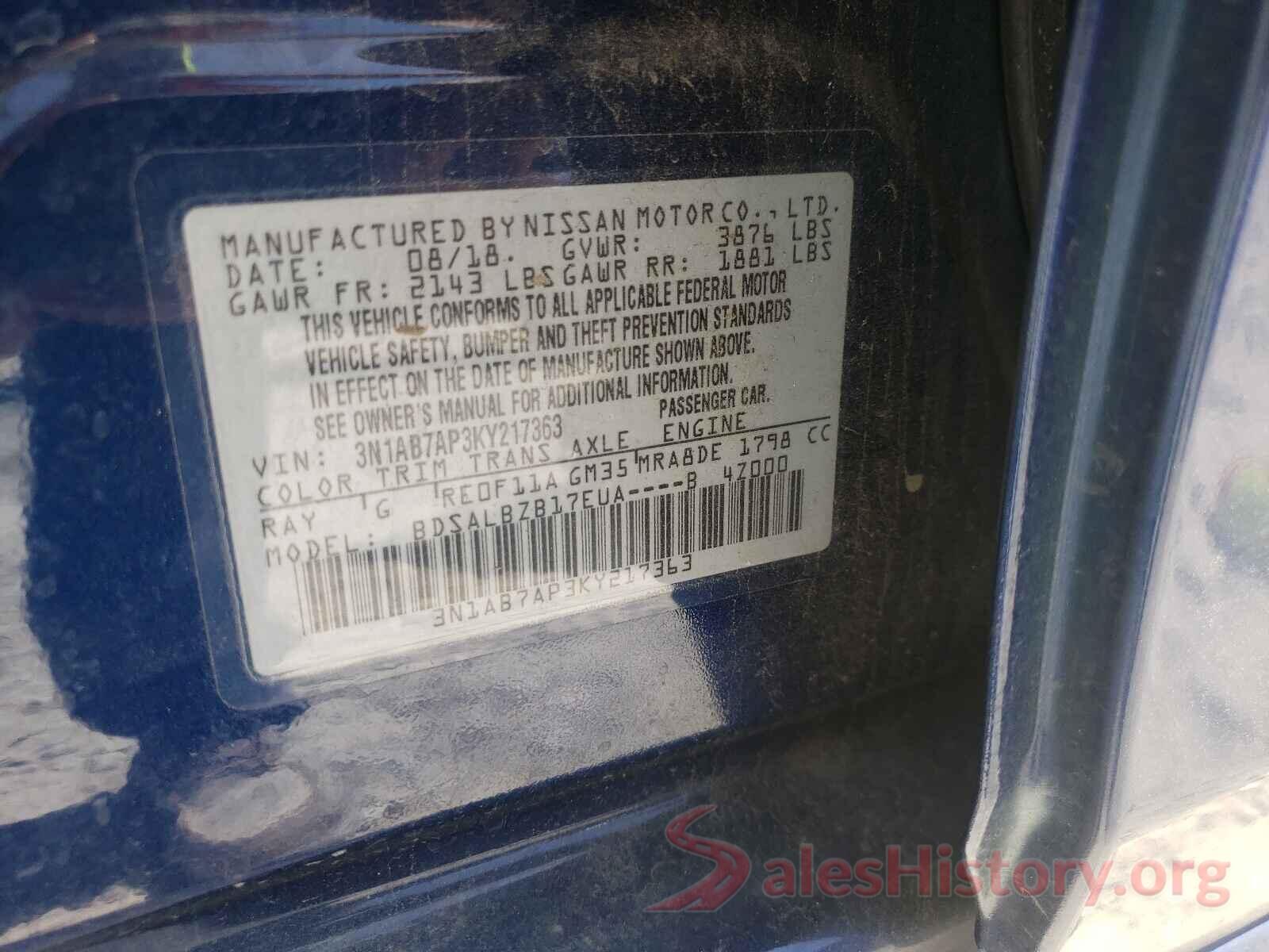 3N1AB7AP3KY217363 2019 NISSAN SENTRA