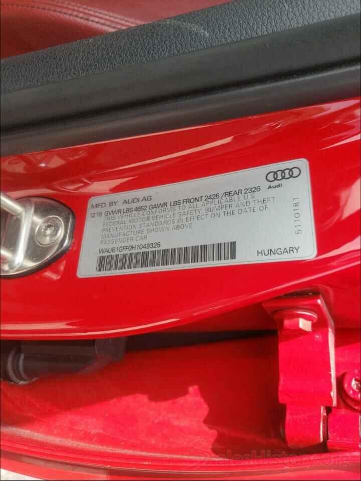 WAUB1GFF0H1049325 2017 AUDI S3