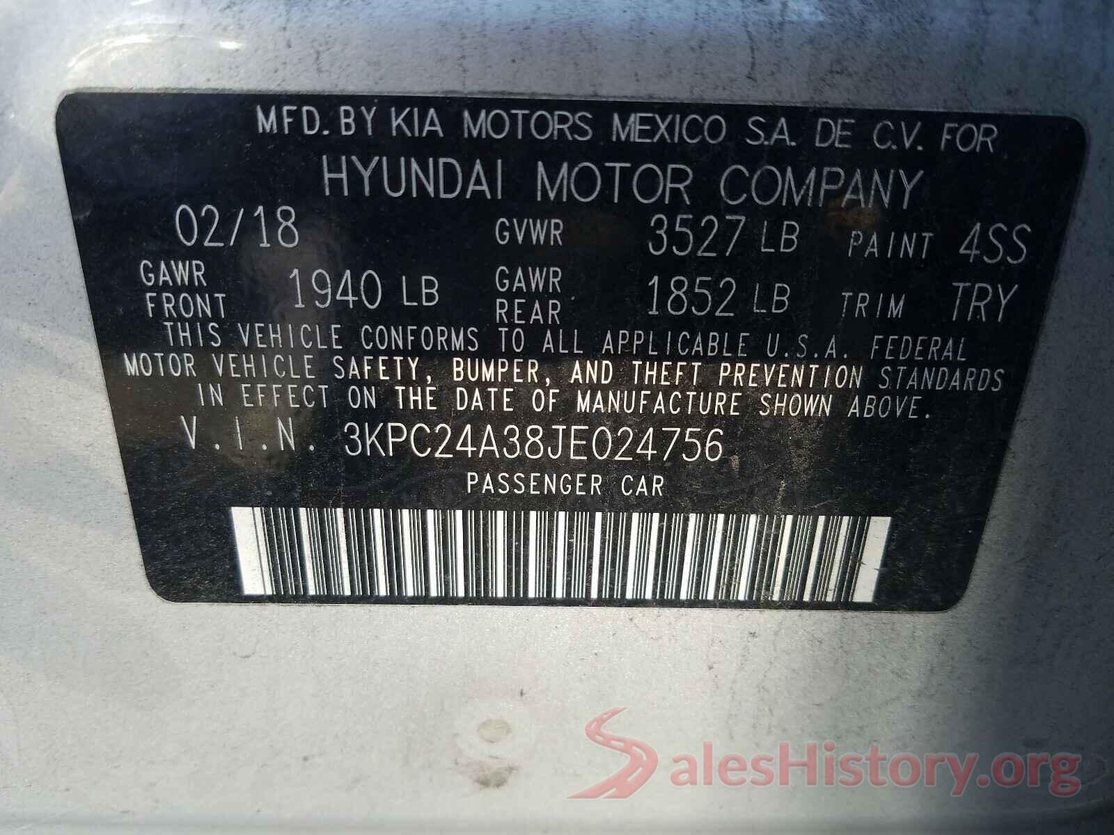 3KPC24A38JE024756 2018 HYUNDAI ACCENT