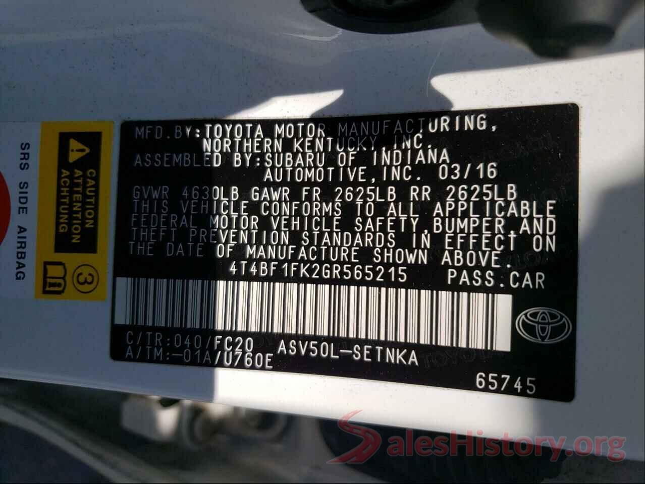 4T4BF1FK2GR565215 2016 TOYOTA CAMRY