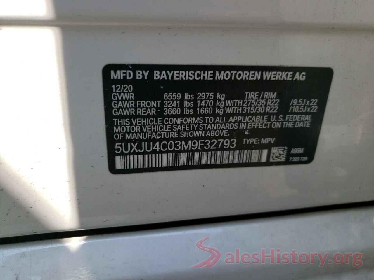 5UXJU4C03M9F32793 2021 BMW X5