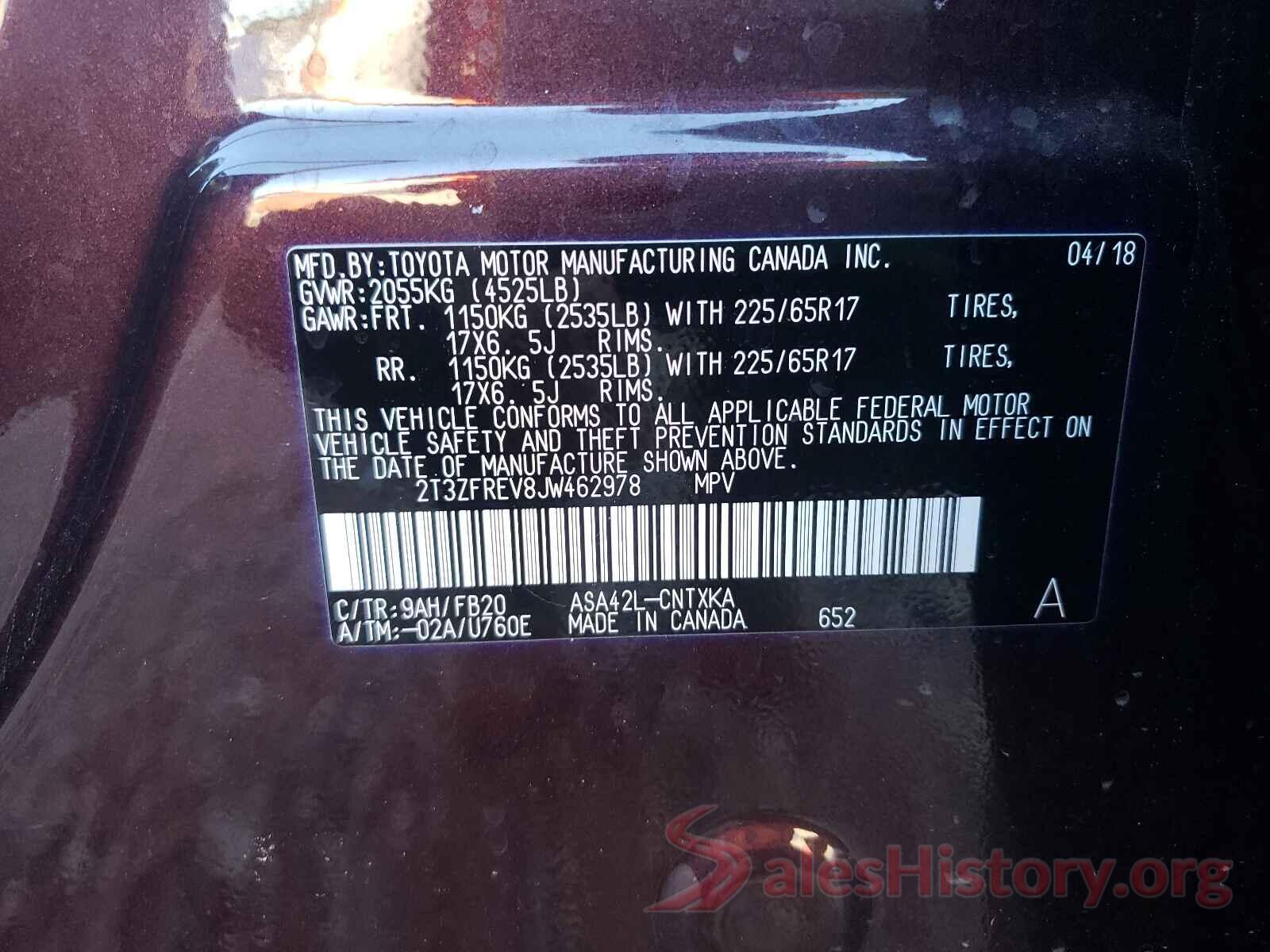 2T3ZFREV8JW462978 2018 TOYOTA RAV4