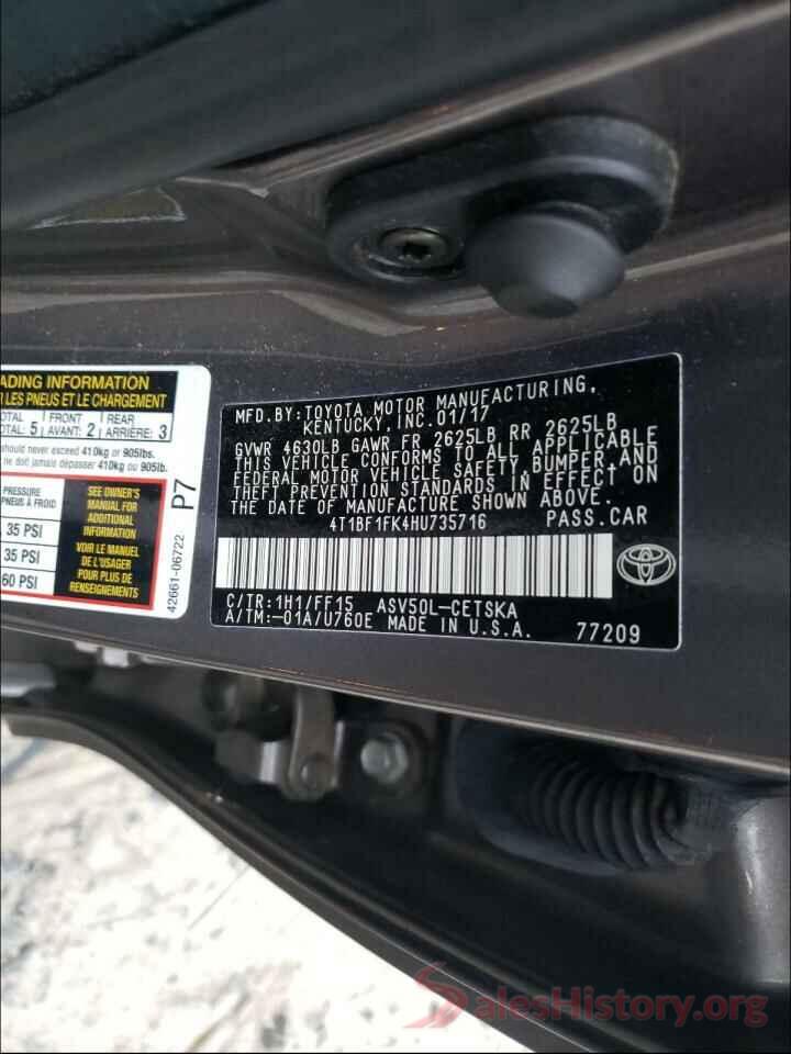 4T1BF1FK4HU735716 2017 TOYOTA CAMRY