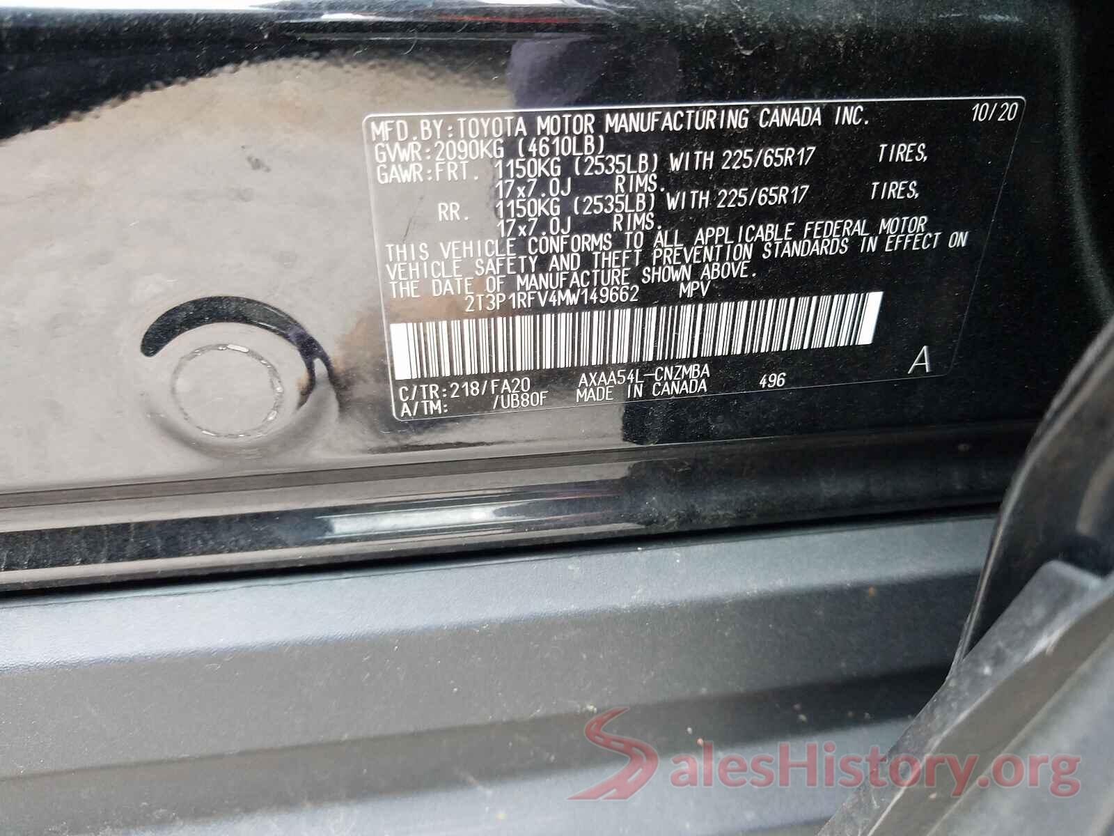 2T3P1RFV4MW149662 2021 TOYOTA RAV4