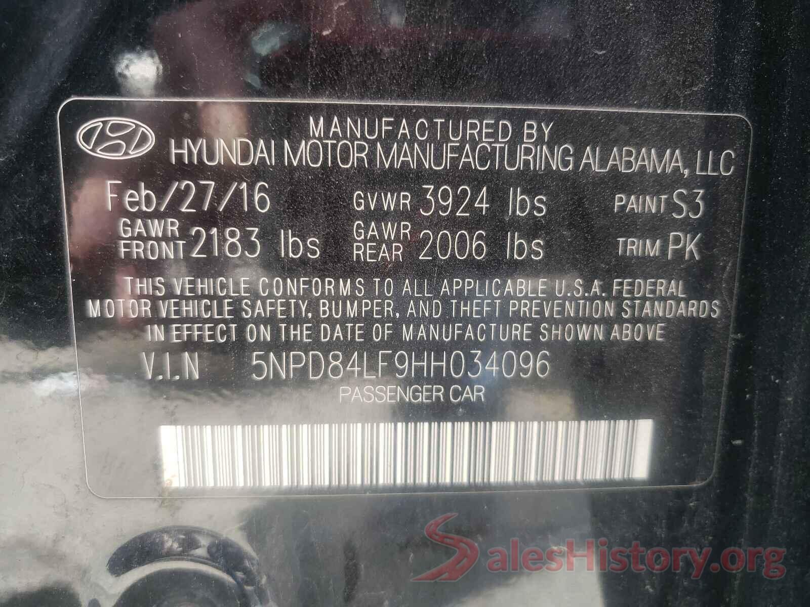 5NPD84LF9HH034096 2017 HYUNDAI ELANTRA