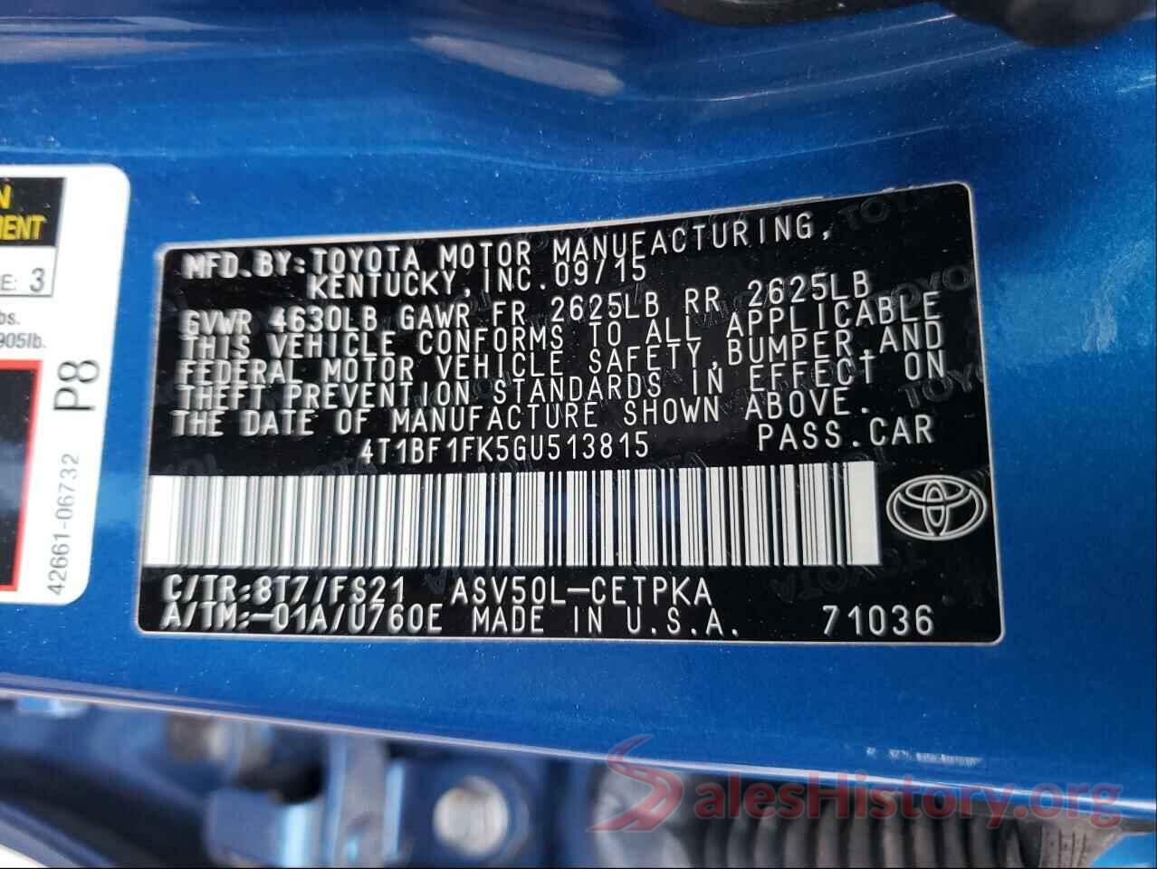 4T1BF1FK5GU513815 2016 TOYOTA CAMRY