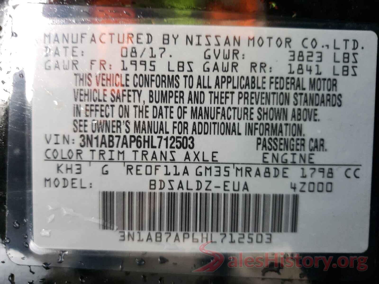 3N1AB7AP6HL712503 2017 NISSAN SENTRA