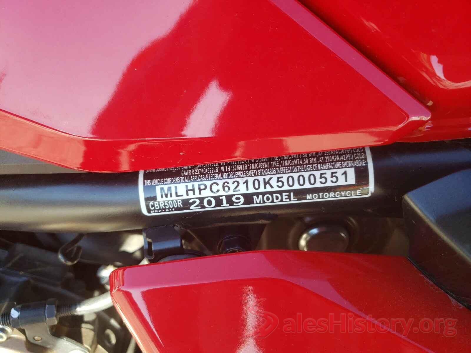 MLHPC6210K5000551 2019 HONDA CBR CYCLE