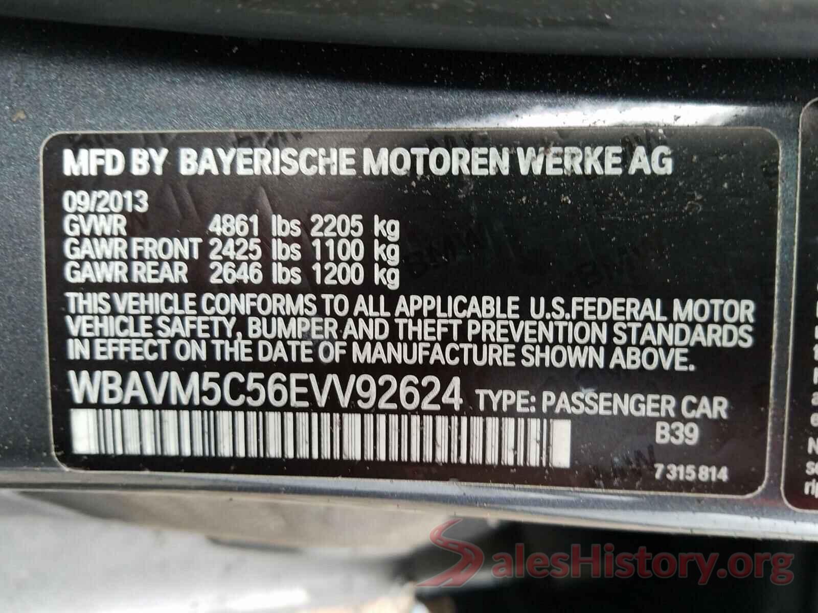 WBAVM5C56EVV92624 2014 BMW X1