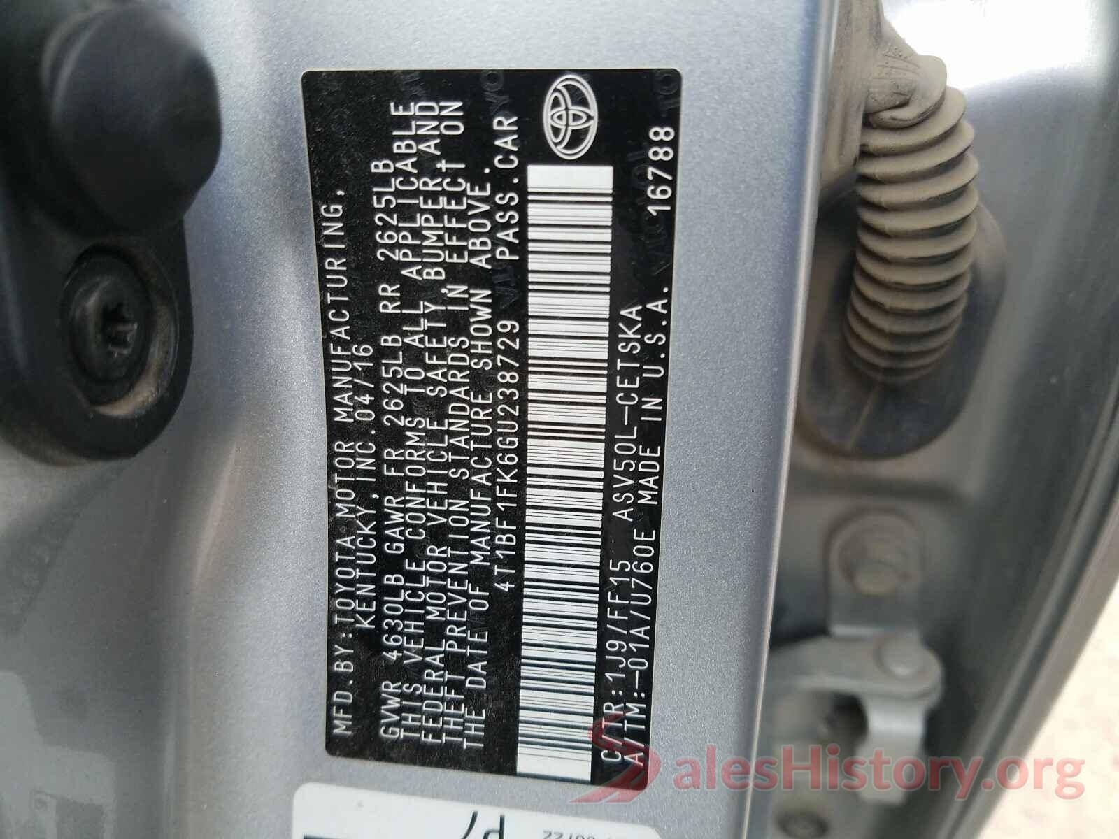 4T1BF1FK6GU238729 2016 TOYOTA CAMRY