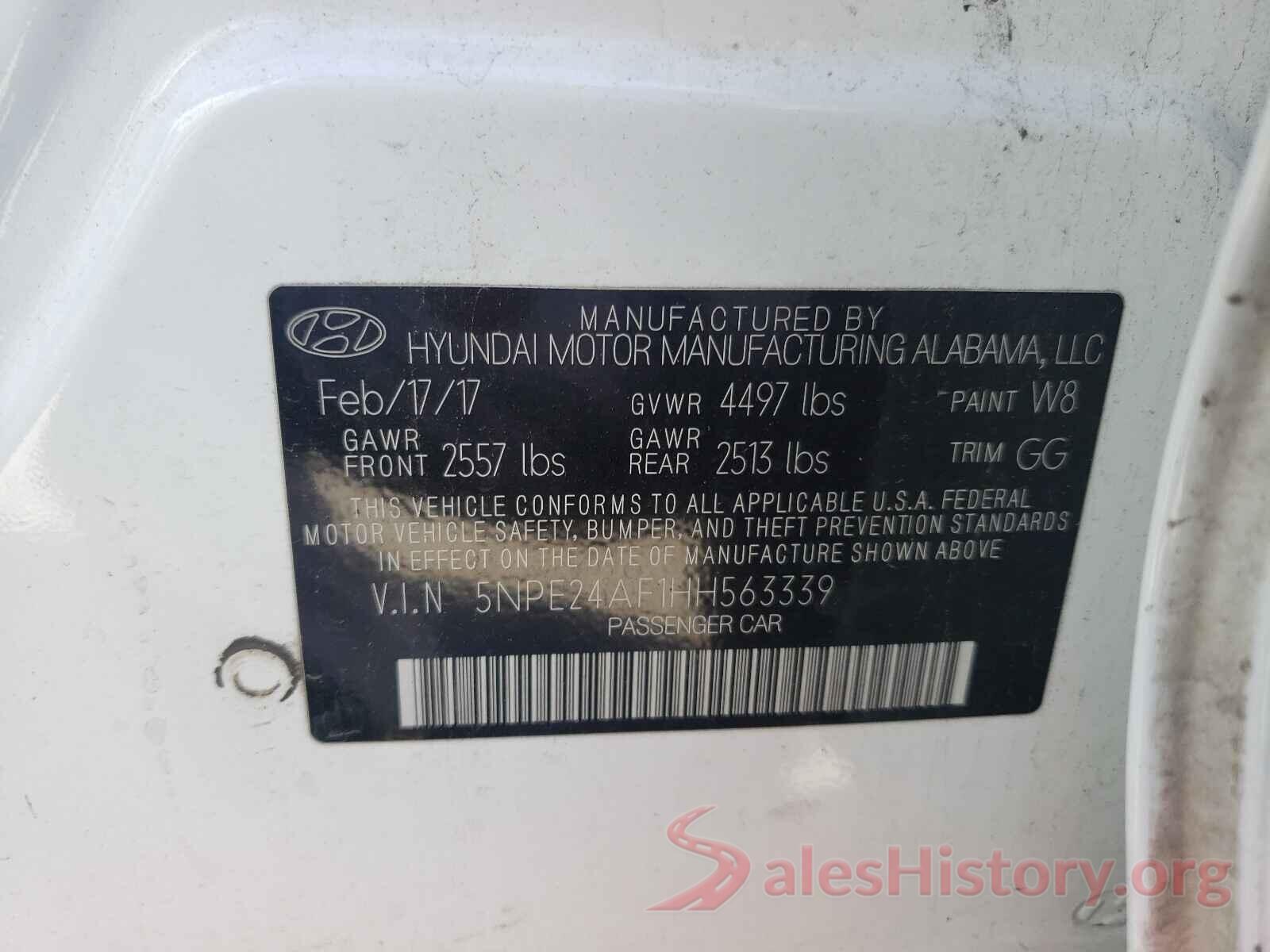 5NPE24AF1HH563339 2017 HYUNDAI SONATA