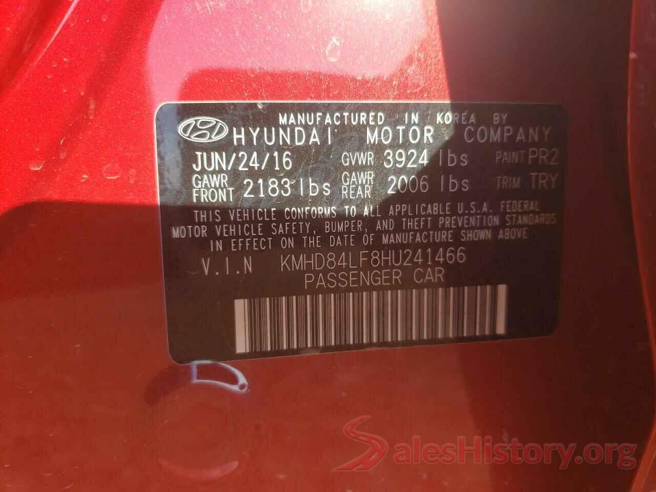 KMHD84LF8HU241466 2017 HYUNDAI ELANTRA