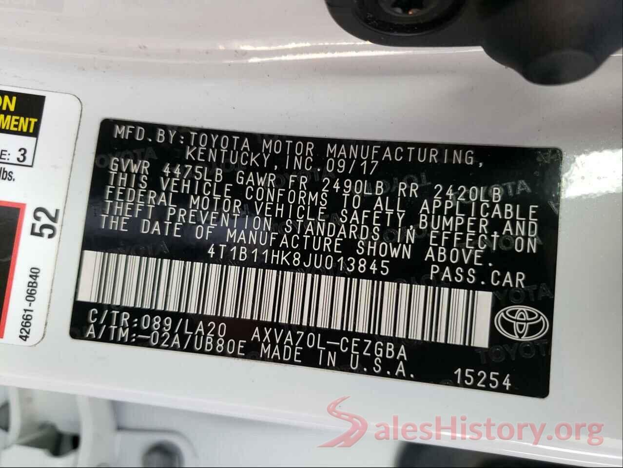 4T1B11HK8JU013845 2018 TOYOTA CAMRY