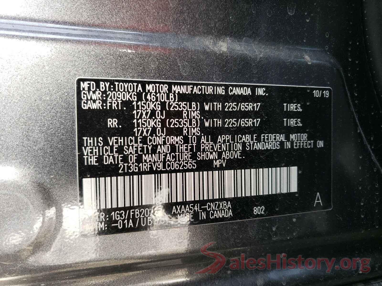 2T3G1RFV9LC062565 2020 TOYOTA RAV4