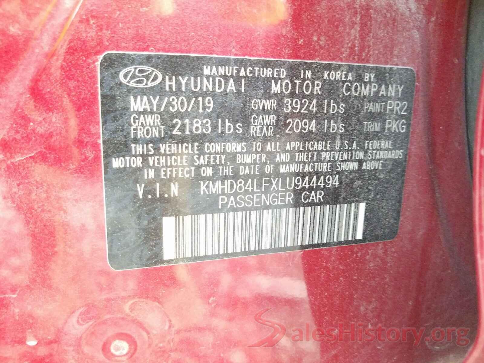 KMHD84LFXLU944494 2020 HYUNDAI ELANTRA