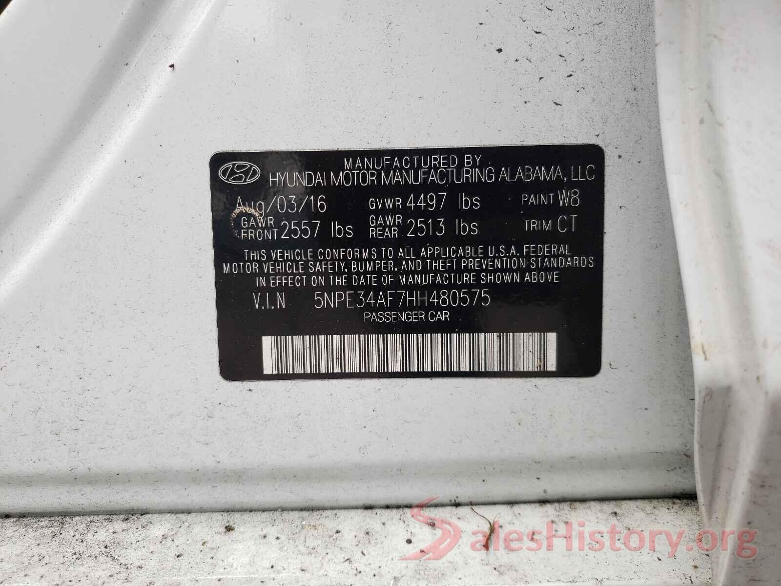 5NPE34AF7HH480575 2017 HYUNDAI SONATA